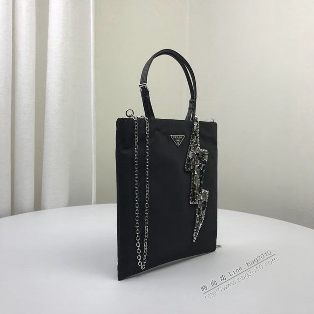 prada女包 普拉達新款手袋 1BA253 楊冪同款閃電水鑽 Prada大號鏈條包 prada手提手拎女包  pyd2372